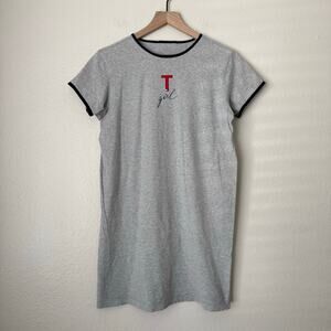 Vintage 90s Tommy Hilfiger Womens Gray Tommy Girl T-Shirt Dress Ringer Size S/M